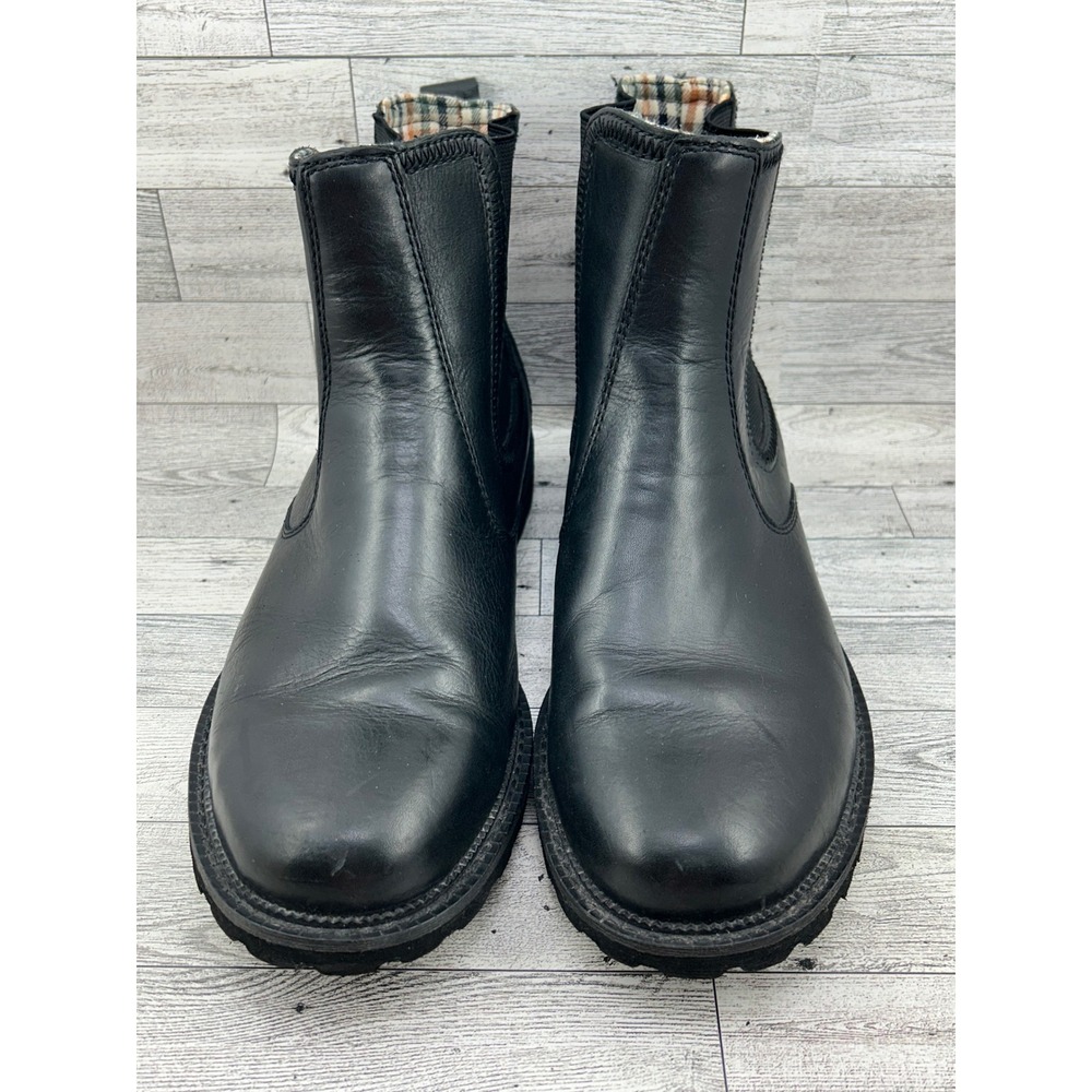 Rockport Men Black Leather Chelsea Boots Plaid Lined Adiprene K59681 Size 11.5